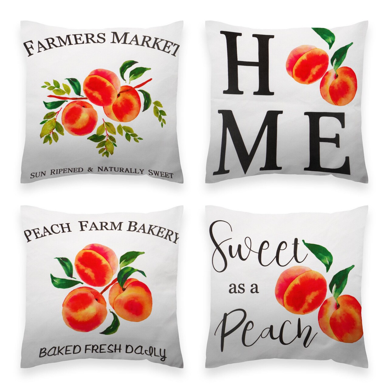 G128 Spring Decoration Farmhouse Peach Home Waterproof Throw Pillow Covers | 18 x 18 in | Set of 4, Beautiful Cushion Covers for Spring Sofa Couch Decoration
